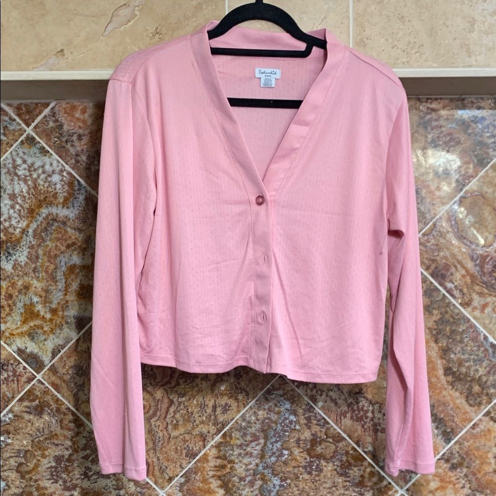 EFFORTLESS COZY | Splendid Soft Pink V-Neck Button Down Jersey Cardigan - Size M